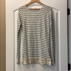 EUC PinkBlush lace trim sweater